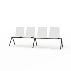 Siège sur poutre 4 places Trio Evolution - coque stratifié blanc - piétement époxy
