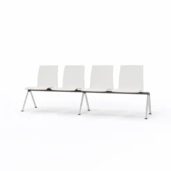 Siège sur poutre 4 places Trio Evolution - coque stratifié blanc - piétement chrome