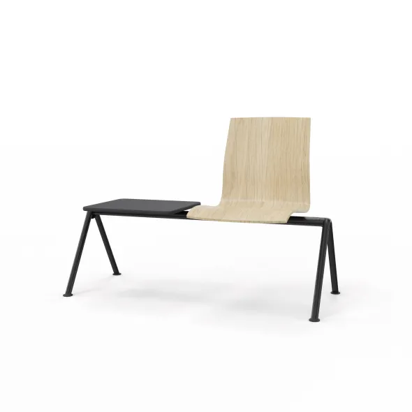 Siège sur poutre 1 place Trio Evolution - coque essence bois - avec 1 tablette - piétement époxy