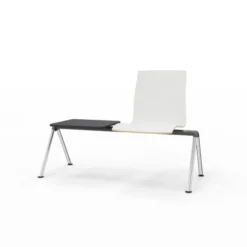 Siège sur poutre 1 place Trio Evolution - coque stratifié blanc - avec 1 tablette - piétement époxy