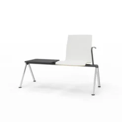 Siège sur poutre 1 place Trio Evolution - coque stratifié blanc - avec 1 tablette - piétement époxy