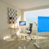 Tableau pivotant axe horizontal en verre bleu translucide Turn - 100 x 150 cm