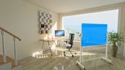 Tableau pivotant axe horizontal en verre bleu translucide Turn - 100 x 150 cm