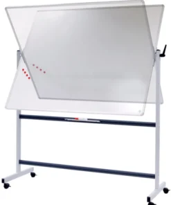 Tableau pivotant horizontal 2 faces magnétique - 100 x 150 cm - piétement mobile - avec auget