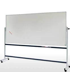 Tableau pivotant horizontal 2 faces magnétiques - 100 x 200 cm - piétement mobile - avec auget