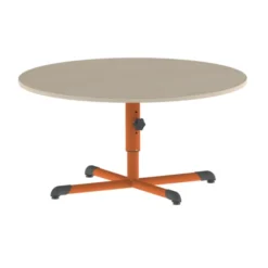 Table Bandana - Ø 120 cm - piétement central époxy - plateau stratifié - réglable en hauteur - T 1 à 3