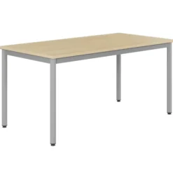Table Bandana - 160 x 80 cm - 4 pieds époxy gris alu - plateau stratifié hêtre miel - taille 6