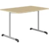 Table Bandana - 120 x 80 cm - piétement à dégagement latéral époxy gris alu - plateau stratifié hêtre miel - taille 6