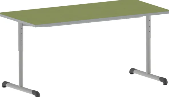 Table Bandana - 160 x 80 cm - piétement à dégagement latéral époxy - plateau softop - réglable en hauteur - T 3 à 6