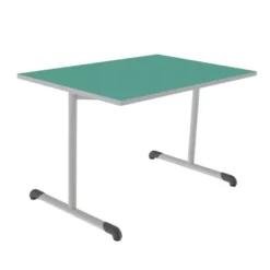 Table Bandana - 120 x 80 cm - piétement à dégagement latéral époxy - plateau softop - chants ABS gris - T6