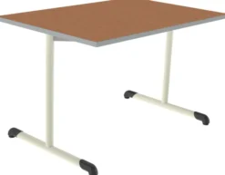 Table Bandana - 120 x 80 cm - piétement à dégagement latéral époxy - plateau softop - chants ABS gris - T6