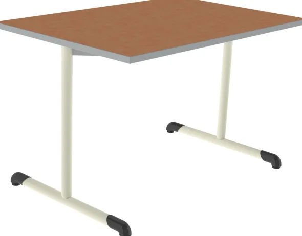 Table Bandana - 120 x 80 cm - piétement à dégagement latéral époxy - plateau softop - chants ABS gris - T6