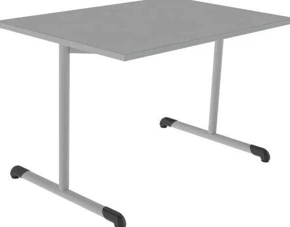 Table Bandana - 120 x 80 cm - piétement à dégagement latéral époxy - plateau softop - chants ABS gris - T6