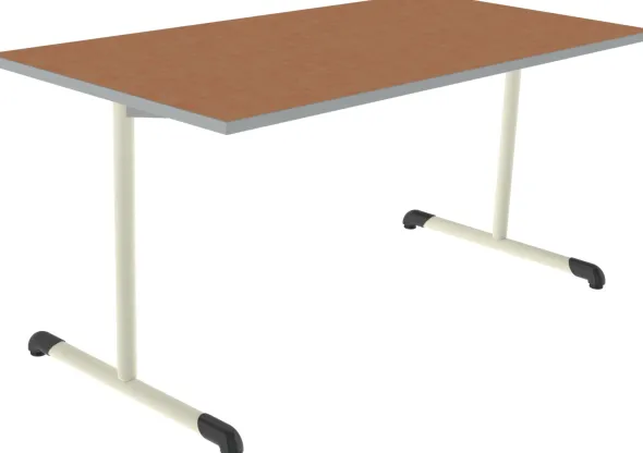 Table Bandana - 160 x 80 cm - piétement à dégagement latéral époxy - plateau softop - chants ABS gris - T6