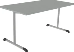 Table Bandana - 160 x 80 cm - piétement à dégagement latéral époxy - plateau softop - chants ABS gris - T6