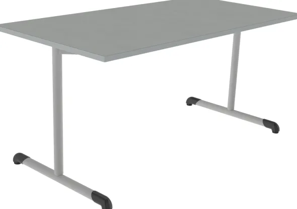 Table Bandana - 160 x 80 cm - piétement à dégagement latéral époxy - plateau softop - chants ABS gris - T6