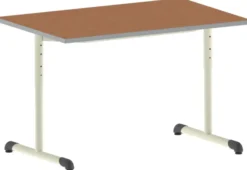 Table Bandana - 120 x 80 cm - piétement à dégagement latéral époxy - plateau softop - réglable en hauteur - T 3 à 6