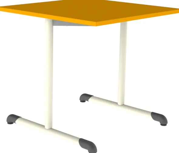 Table Bandana - 80 x 80 cm - piétement à dégagement latéral époxy - plateau stratifié antibruit - taille 6