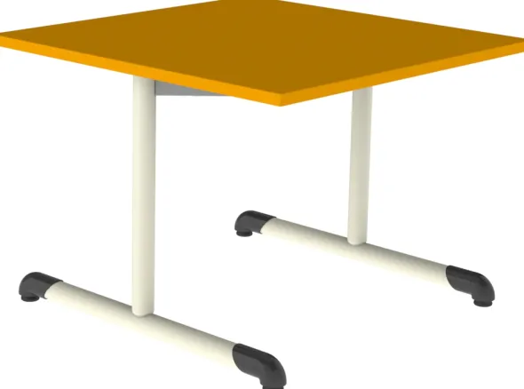 Table Bandana - 80 x 80 cm - piétement à dégagement latéral époxy - plateau stratifié - taille 3