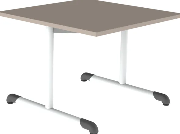 Table Bandana - 80 x 80 cm - piétement à dégagement latéral époxy - plateau stratifié antibruit - taille 3