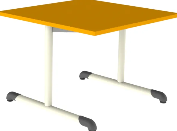 Table Bandana - 80 x 80 cm - piétement à dégagement latéral époxy - plateau stratifié antibruit - taille 3