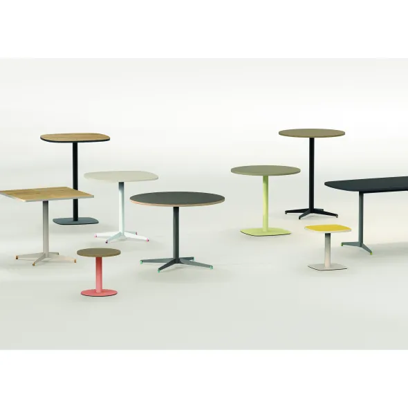 Table basse carrée angles arrondis Tamaris - 60 x 60 cm - piétement socle carré - stratifié