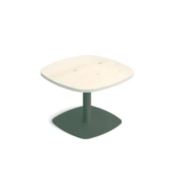 Table basse carrée angles arrondis Tamaris - 60 x 60 cm - piétement socle carré - stratifié
