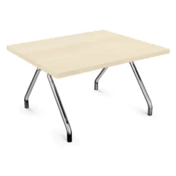 Table basse carrée Dream - 60 x 60 cm - plateau acacia clair - piétement chrome