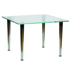 Table basse carrée Evy - 50 x 50 cm - plateau verre - piétement métal