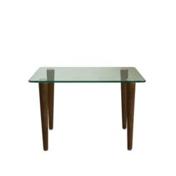 Table basse carrée Evy - 50 x 50 cm - plateau verre - piétement bois