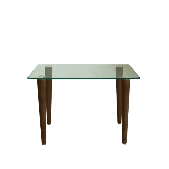 Table basse carrée Evy - 50 x 50 cm - plateau verre - piétement bois