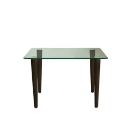 Table basse carrée Evy - 50 x 50 cm - plateau verre - piétement bois