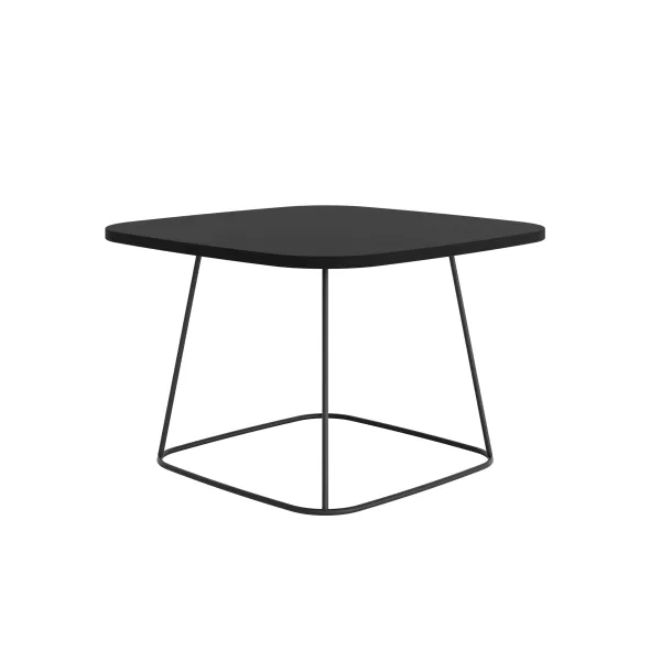 Table basse carrée Modul@ - l. 65 x h. 43 x pr. 65 cm - plateau anthracite - piétement noir