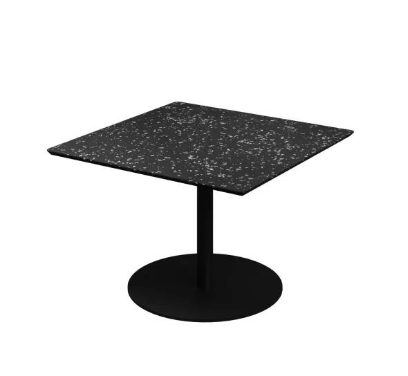 Table basse carré Trinquet - 70 x 70 x h. 45 cm - plateau PS 100% recyclé - piétement époxy