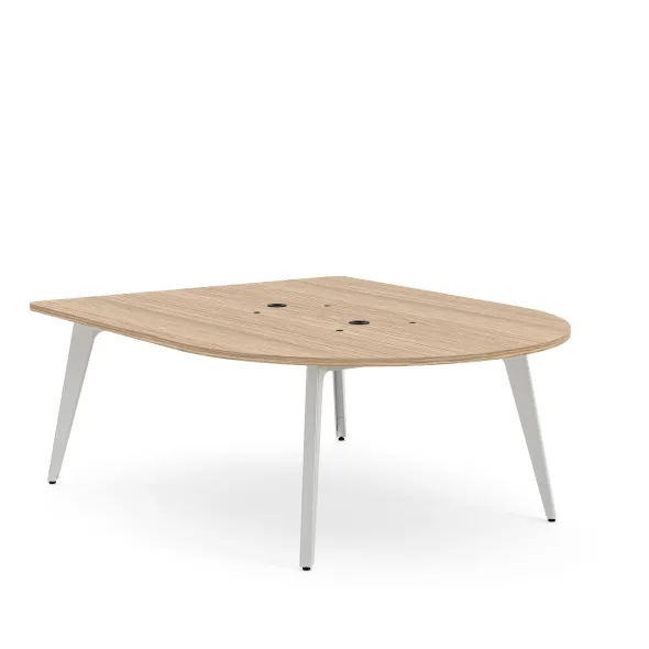 Table basse forme D 4/6 places Lares Media II - l. 140 x h. 66 x pr. 180 cm - 2 prises de courant + 4 prises USB C