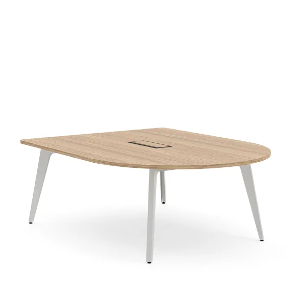 Table basse forme D 4/6 places Lares Media II - l. 140 x h. 66 x pr. 180 cm - avec top access et goulotte