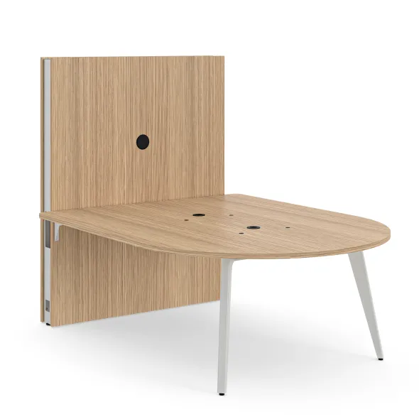 Table basse forme D 4/6 places Lares Media II - l. 140 x h. 66 x pr. 180 cm + mur support - 2 prises courant + 4 prises