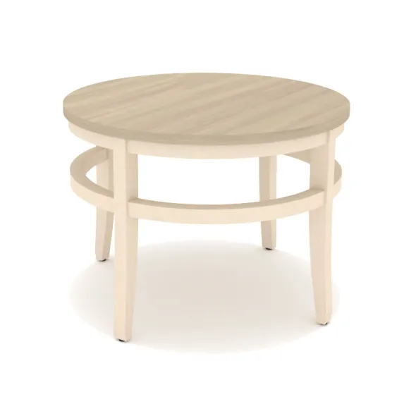 Table basse Magazine - Ø62 x h. 44 cm - plateau stratifié antibactérien chant ABS - 4 pieds hêtre massif