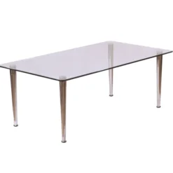 Table basse rectangulaire Evy - 90 x 50 cm - plateau verre - piétement métal