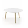 Table basse ronde Eneka - Ø 70 cm - plateau laqué blanc - pieds bois