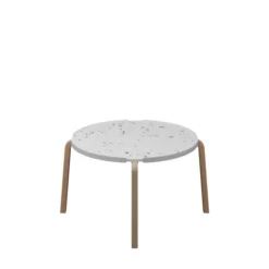 Table basse ronde Hocus - Ø 69 cm - plateau PS 100 % recyclé - piétement bois