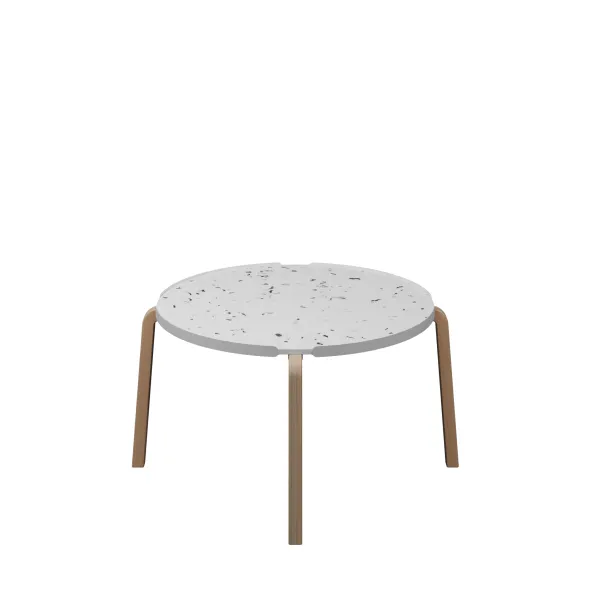 Table basse ronde Hocus - Ø 69 cm - plateau PS 100 % recyclé - piétement bois