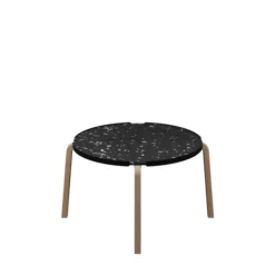 Table basse ronde Hocus - Ø 69 cm - plateau PS 100 % recyclé - piétement bois