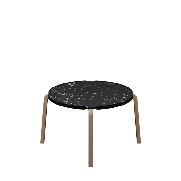 Table basse ronde Hocus - Ø 69 cm - plateau PS 100 % recyclé - piétement bois