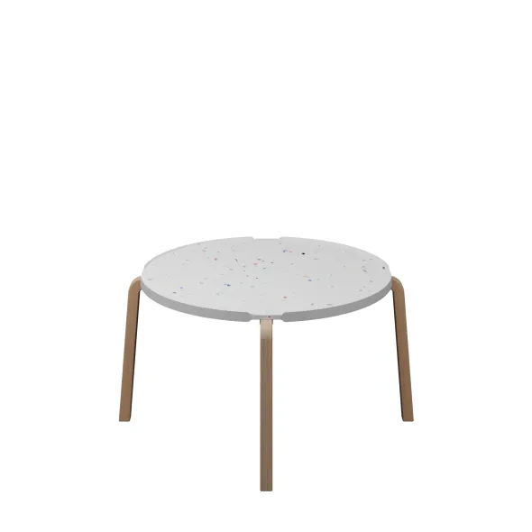 Table basse ronde Hocus - Ø 69 cm - plateau PS 100 % recyclé - piétement bois