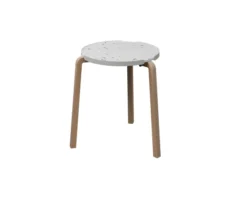 Table basse ronde Pocus - Ø 44 cm - plateau PS 100 % recyclé - piétement bois