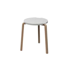 Table basse ronde Pocus - Ø 44 cm - plateau PS 100 % recyclé - piétement bois