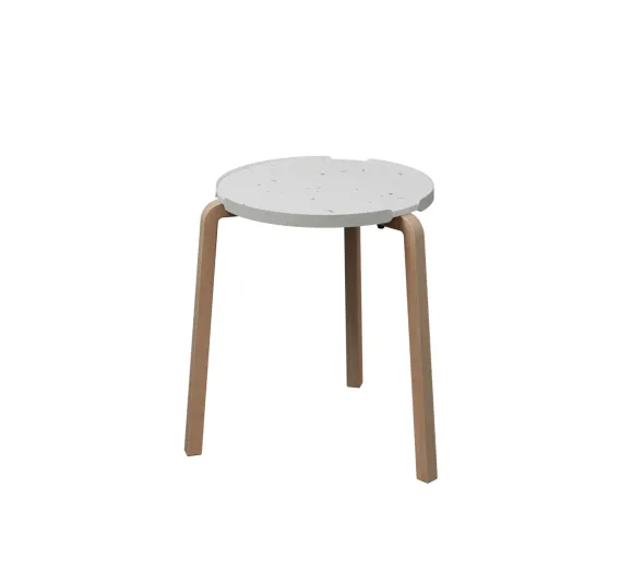 Table basse ronde Pocus - Ø 44 cm - plateau PS 100 % recyclé - piétement bois