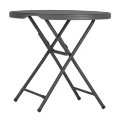 Table bistrot pliante ronde Zang - plateau en résine de synthèse - Ø 81 cm - gris foncé