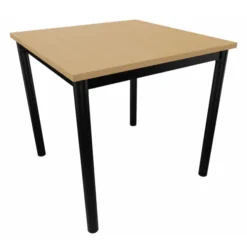 Table carrée Artense - 80 x 80 cm - piétement noir - plateau hêtre naturel - chant alaisé hêtre verni naturel